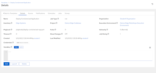 Deploy Containerized Application Job Template