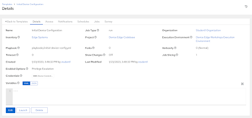 Initial Device Configuration Job Template