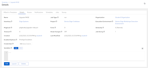 Upgrade RHDE Job Template